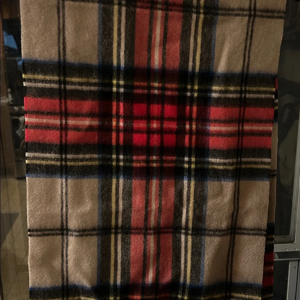 Banana Republic Tan and Red Plaid Scarf 100% wool